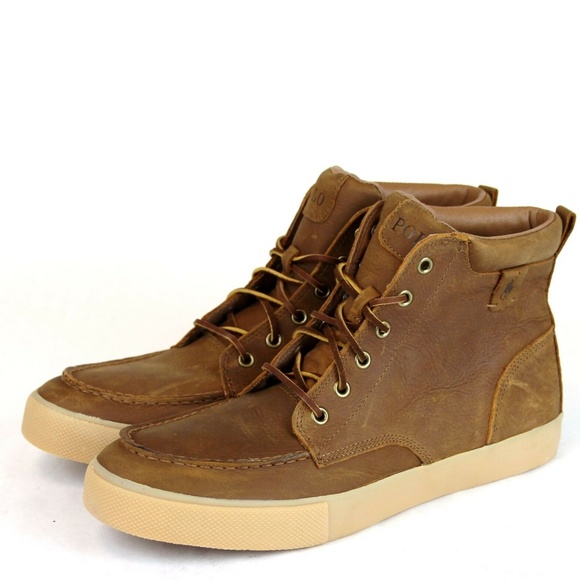 New Polo Tedd Leather High Top Unisex Sneaker Boot - Picture 1 of 8